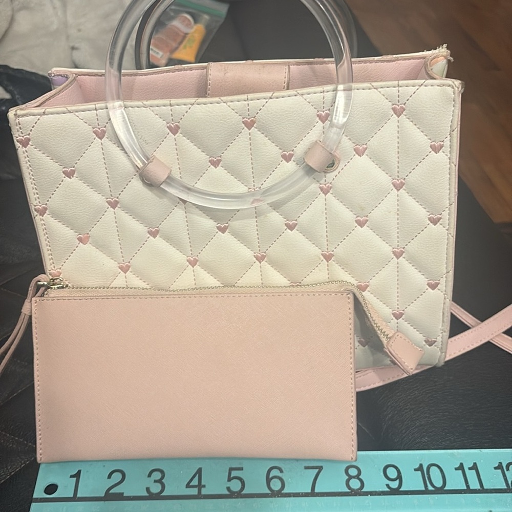 Purse by betsey white and pink including wallet